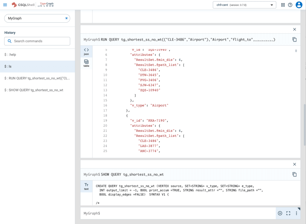 GSQL Shell, run queries